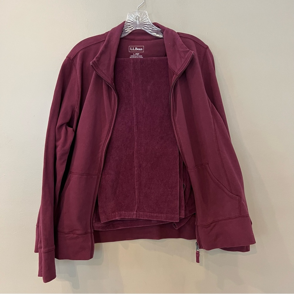 2 Pc LL Bean Corduroy Wide Leg Knit Pull On pants‎ Jacket LP / XL ribbed Merlot - Picture 3 of 11